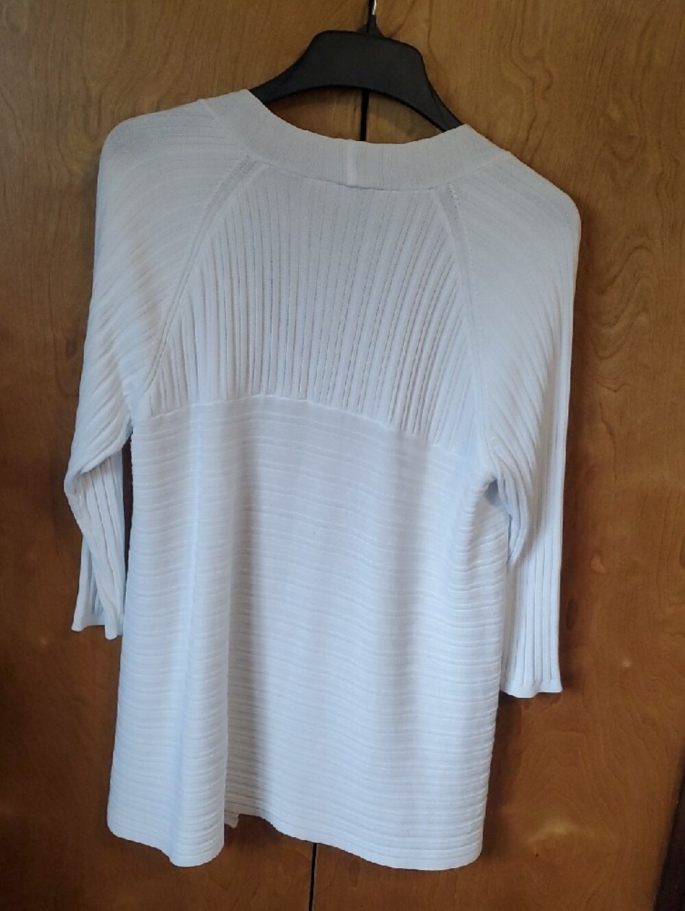 Talbots White Open-Front Ribbed Cardigan - Picture 3 of 9